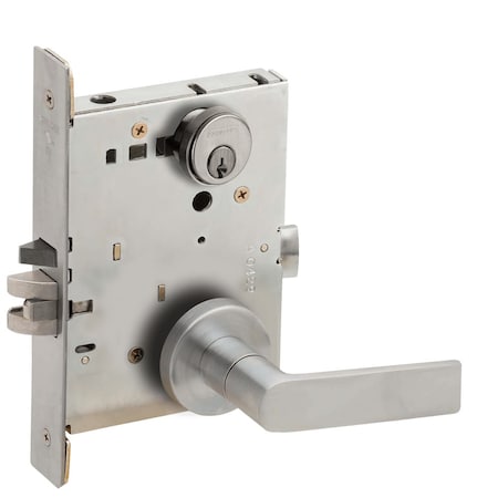 Schlage Grade 1 Storeroom Mortise Lock, Conventional Cylinder, S123 Keyway, 01 Lever, A Rose, Satin Chrome F L9080P 01A 626
